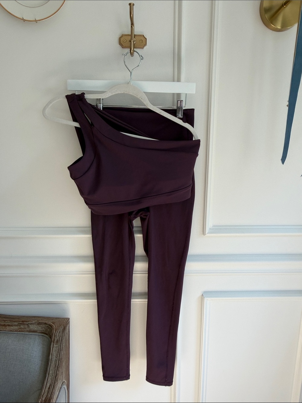 Salt Project One-Shoulder Bra & Leggings Set - Plum